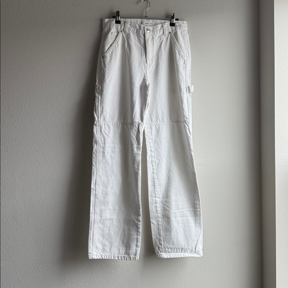 MANGO Carpenter Cargo Jeans White Wide Leg Jeans women’s size 6 US - Picture 2 of 4